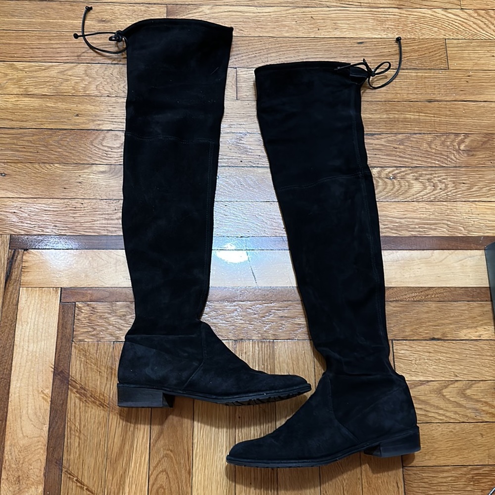 Stuart Weitzman Black Lowland Over the Knee Suede Boots Size 7 Women’s